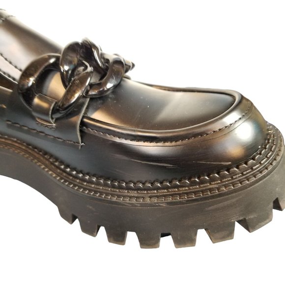 Steve Madden Lug Sole Platform oxford heels loafers with chain size 10 - Picture 7 of 14